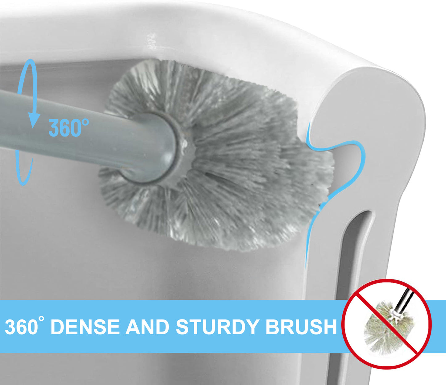 Deep & Sturdy Toilet Bowl Brush with Holder - Durable Scrubbing - Toilet Cleaners - Household Essentials - Silicone Brush - Bathroom Cleaner - Cleaning Supplies - Household Supplies