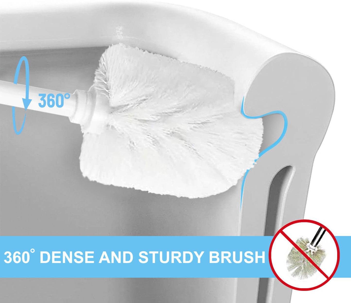 Deep & Sturdy Toilet Bowl Brush with Holder - Durable Scrubbing - Toilet Cleaners - Household Essentials - Silicone Brush - Bathroom Cleaner - Cleaning Supplies - Household Supplies