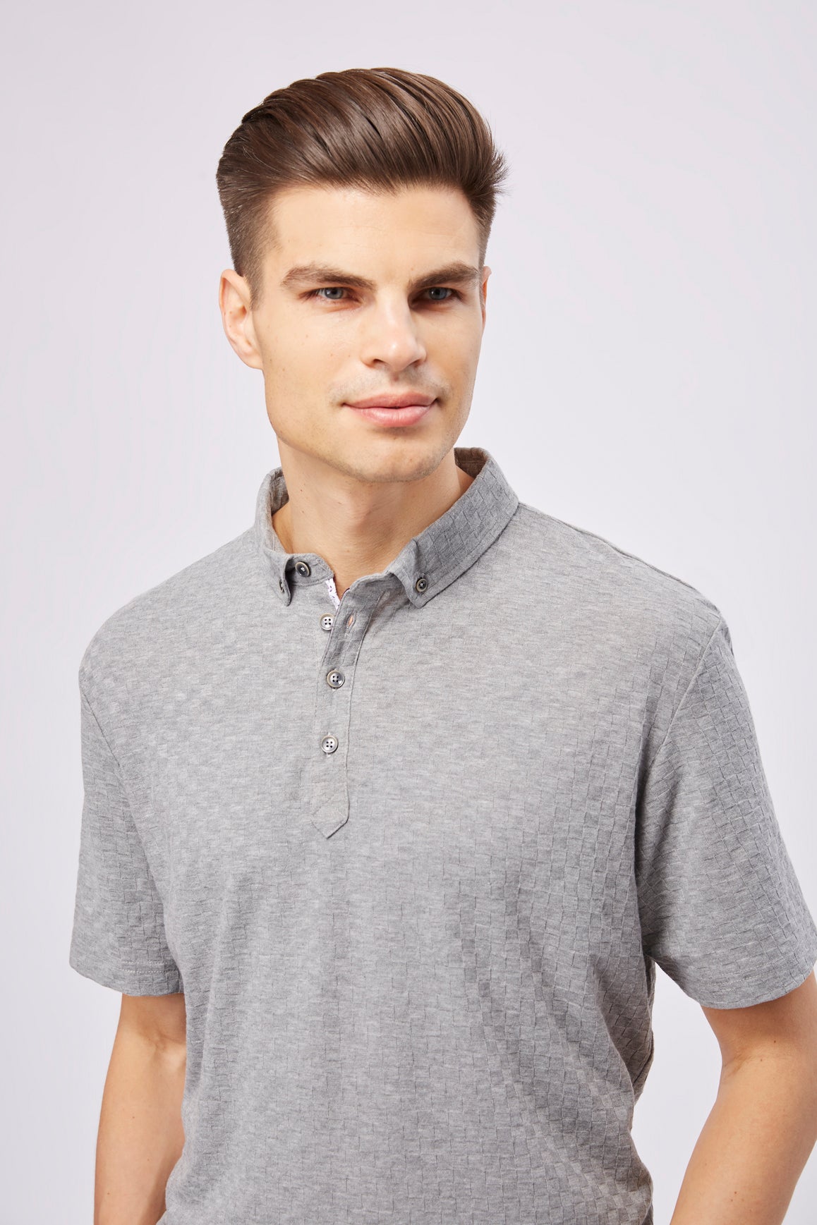 Leo Grey Box Jacquard Polo