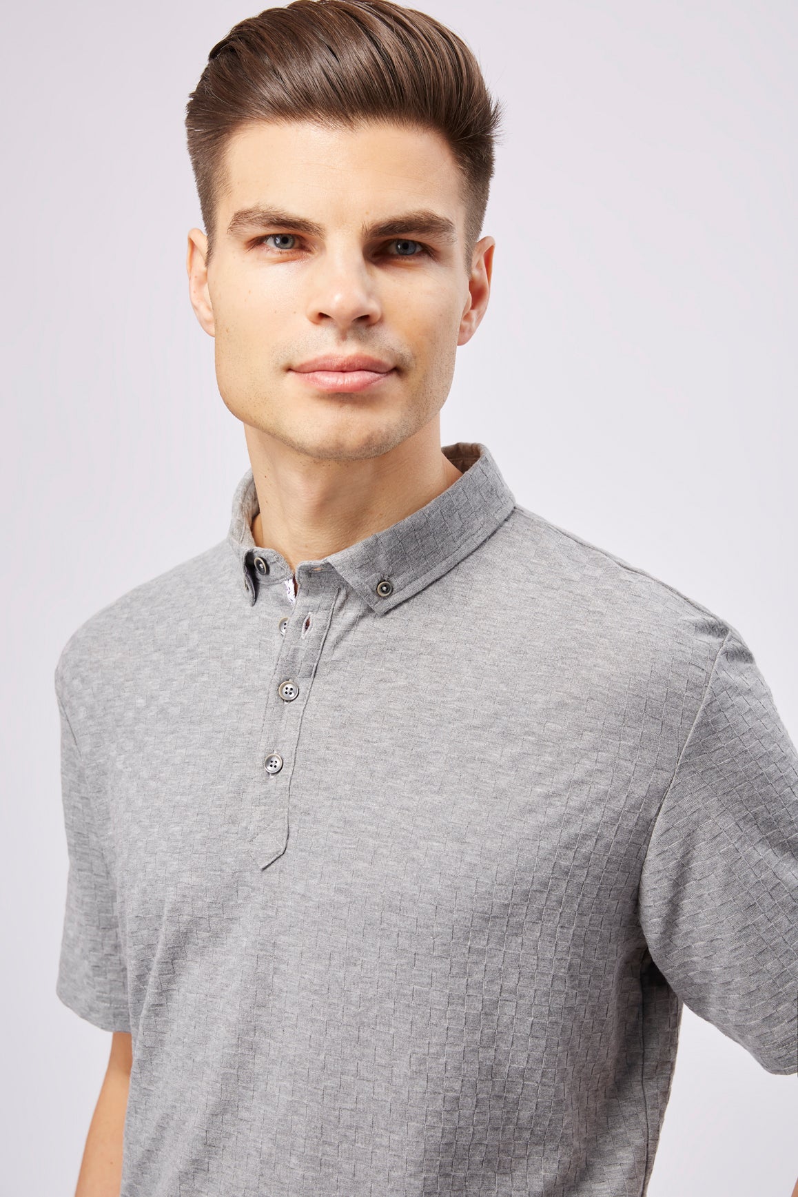 Leo Grey Box Jacquard Polo