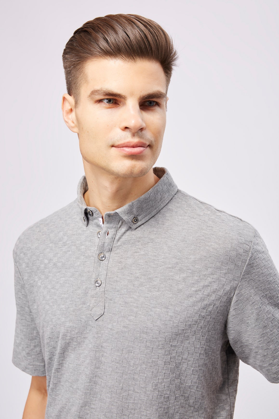 Leo Grey Box Jacquard Polo