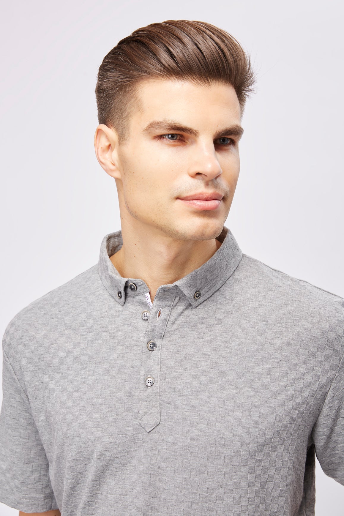 Leo Grey Box Jacquard Polo