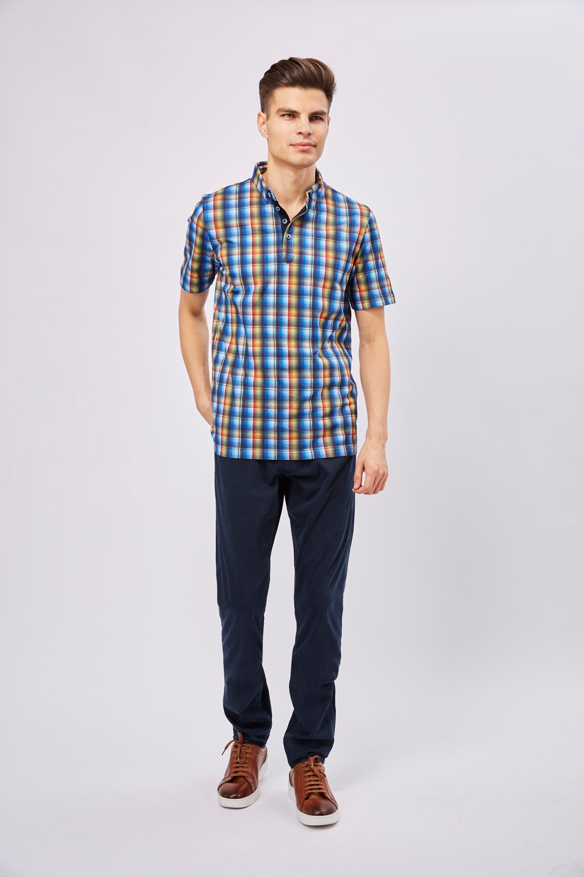 Leo Multicolor Plaid Polo