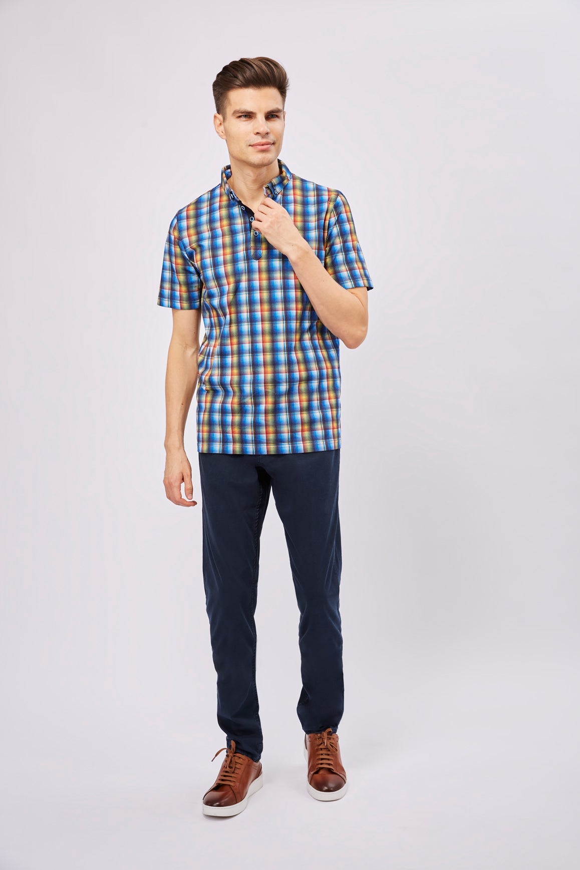 Leo Multicolor Plaid Polo