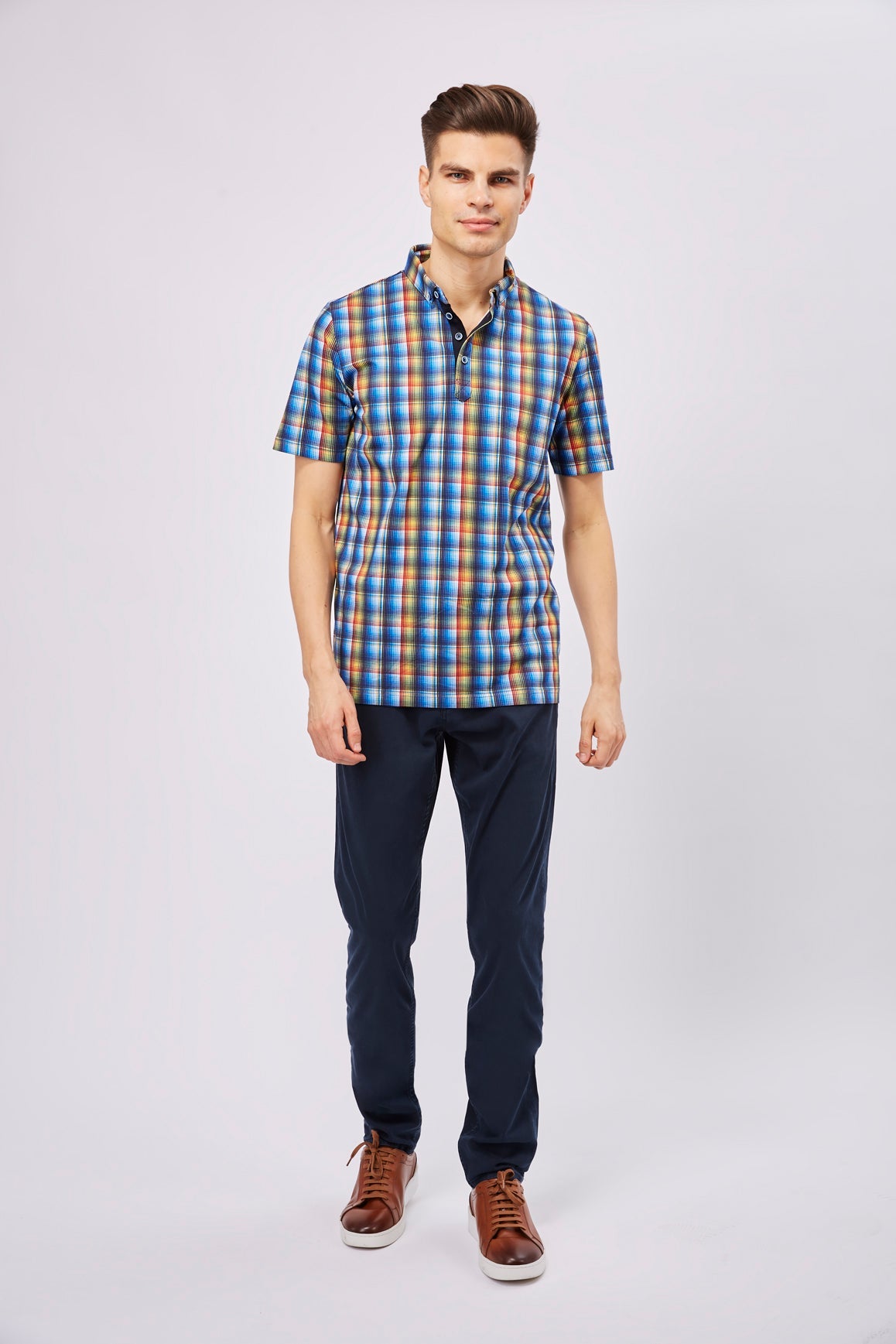 Leo Multicolor Plaid Polo