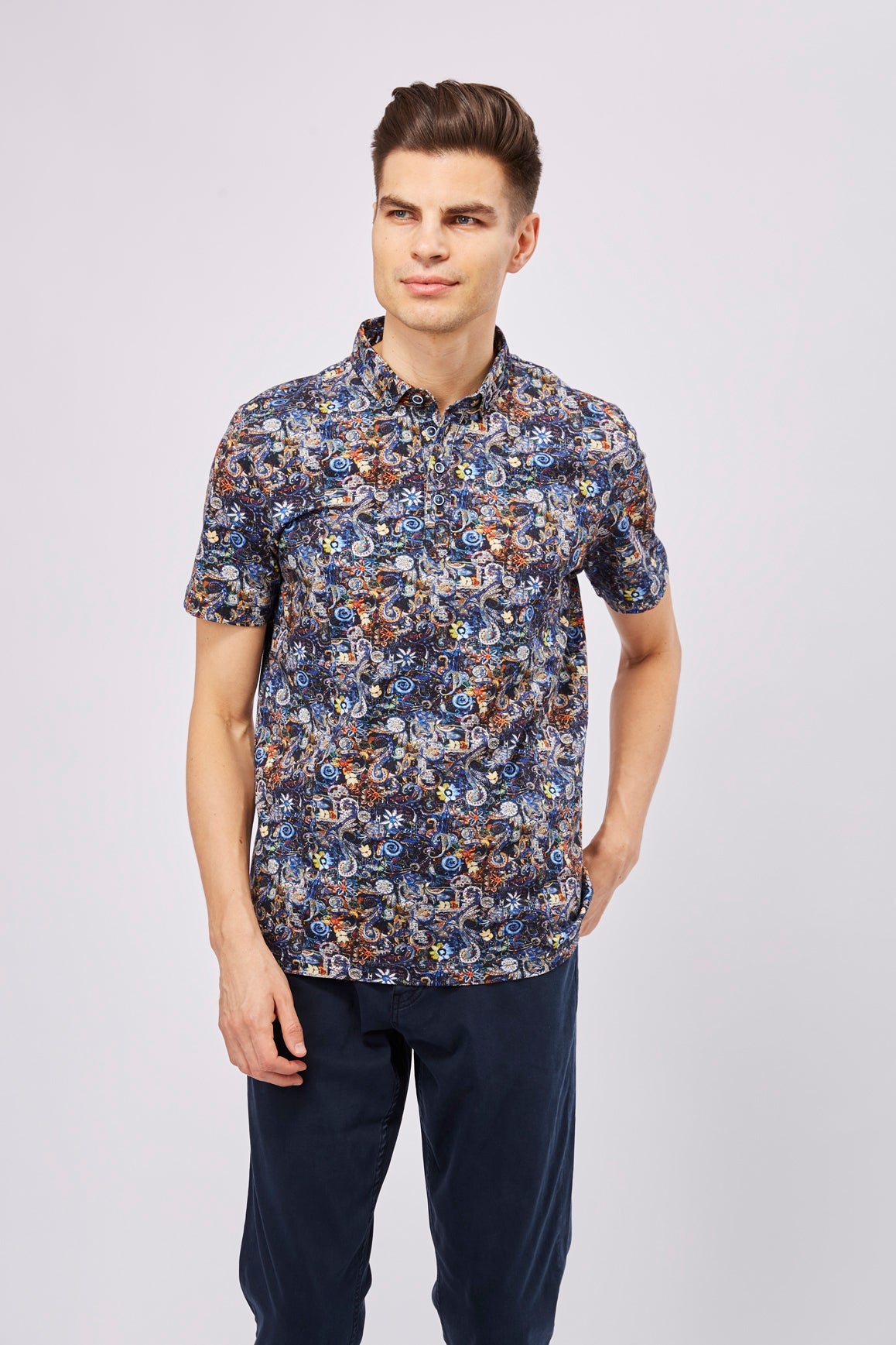 Leo Mosaic Floral Polo