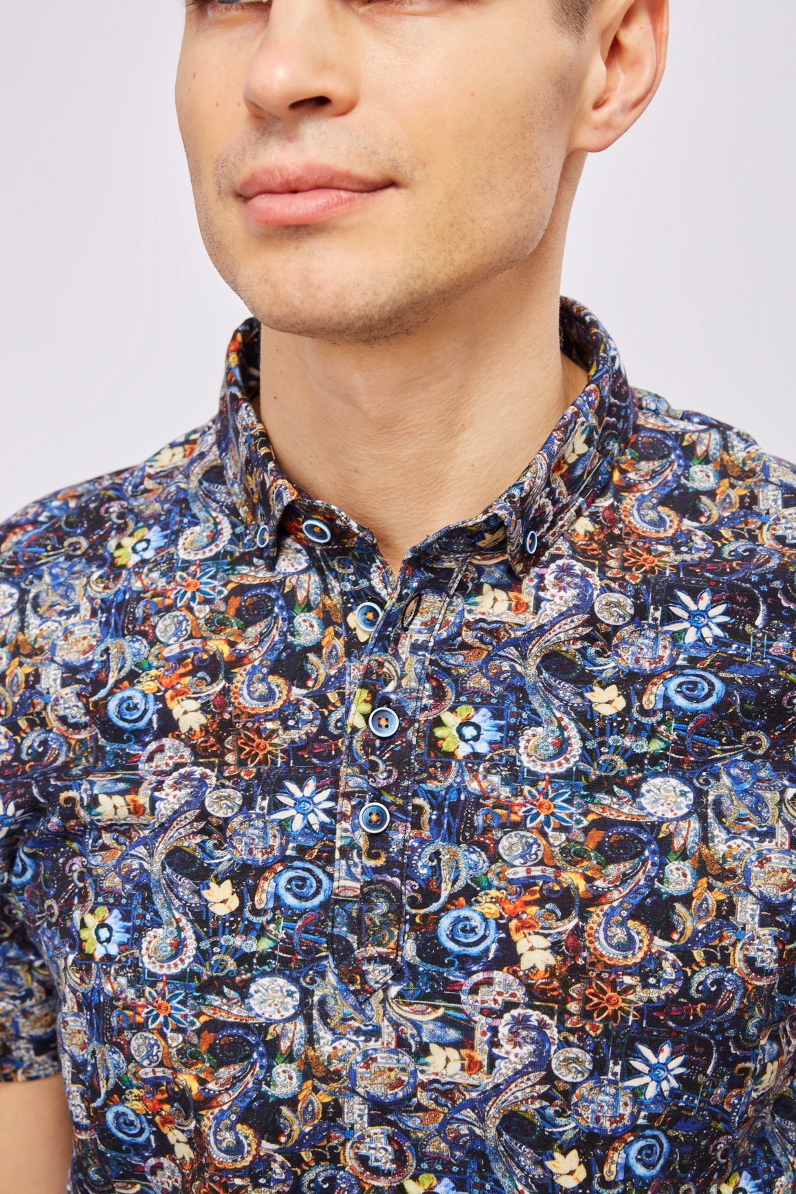 Leo Mosaic Floral Polo