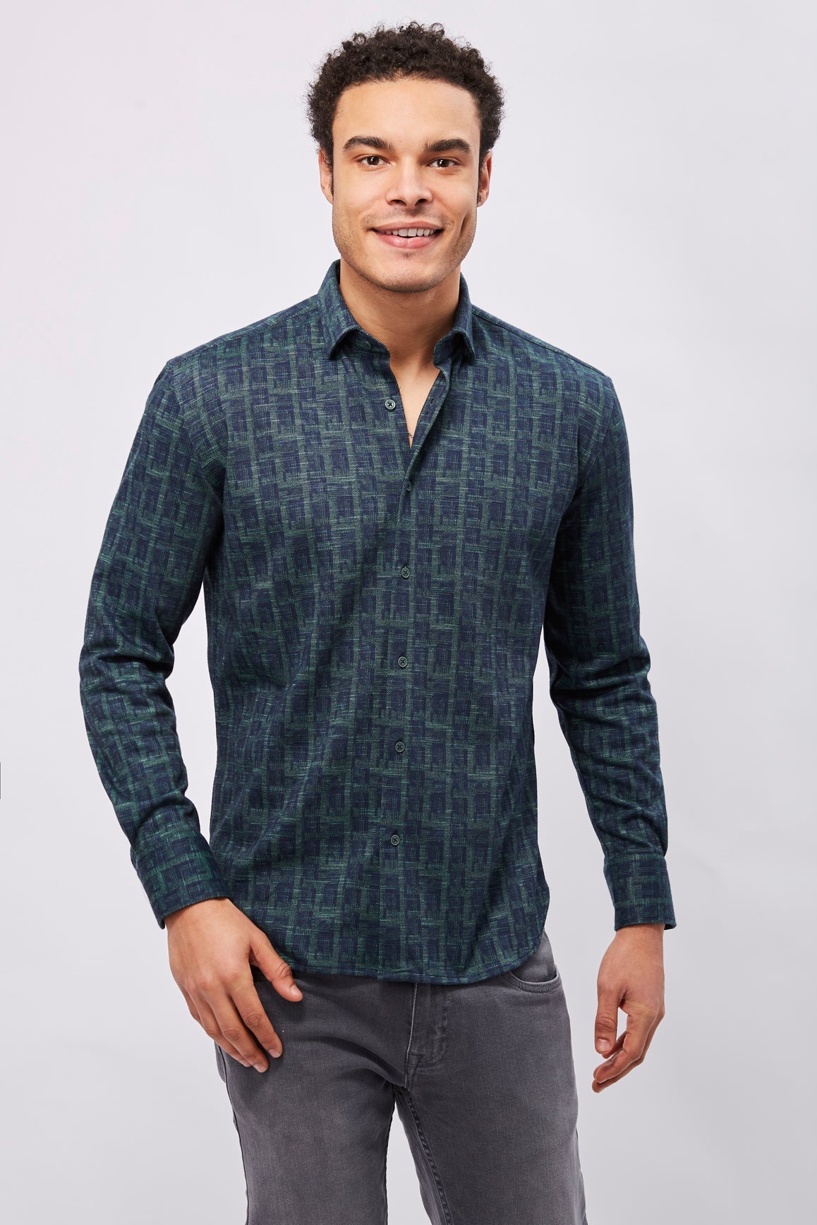 Max Colton James Shirt in Navy/Green