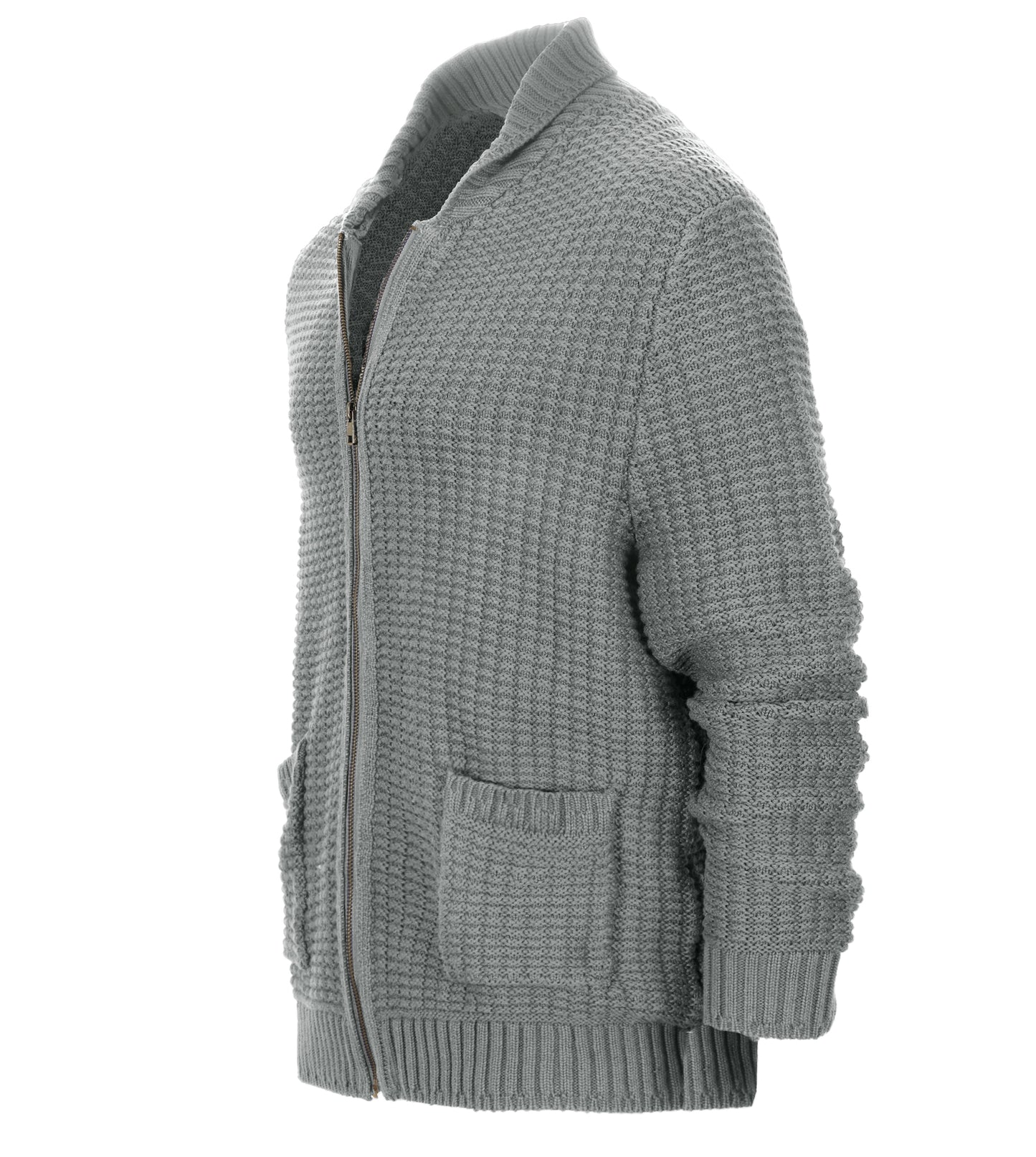 title:Gioberti Men's Stone 100% Cotton Milano Knit Full-Zip Sweater;color:Stone