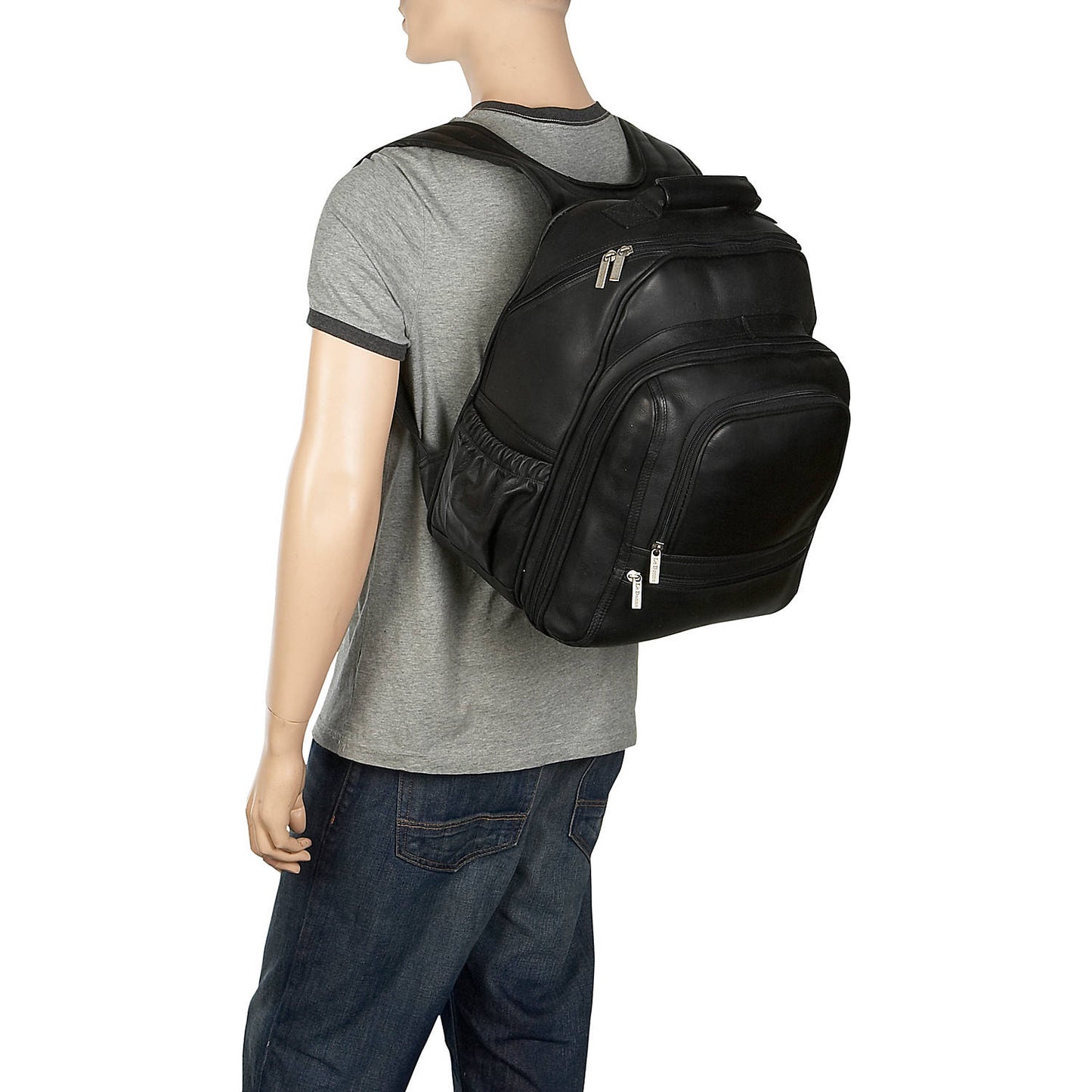 title:Le Donne Leather Vaquetta Large Laptop Backpack;color:BLACK