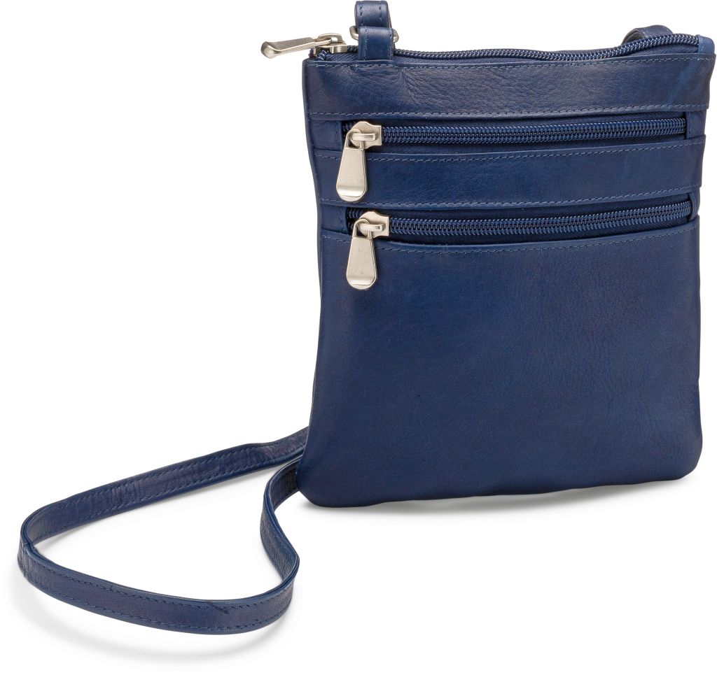 title:Le Donne Leather Two Zip Mini Crossbody Bag;color:NAVY