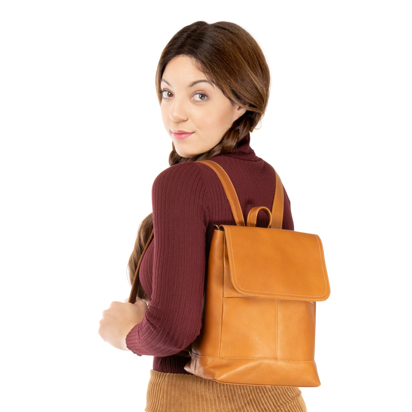 title:Leather Luna Backpack;color:Tan