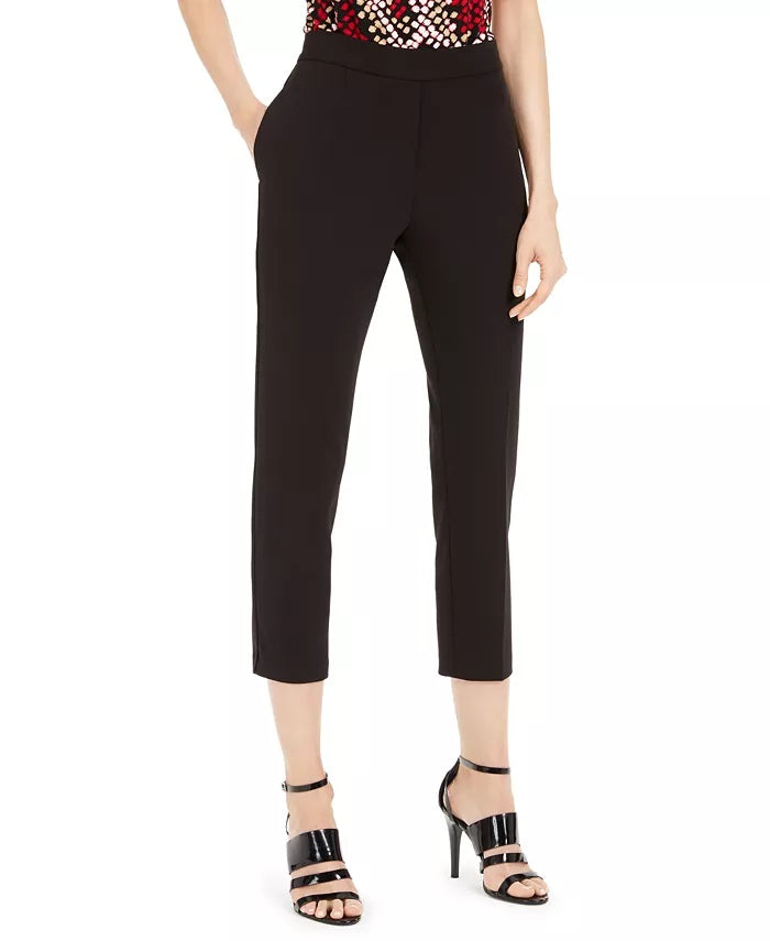 Calvin Klein Women's Piped Trim Cropped Pants Black Size 6