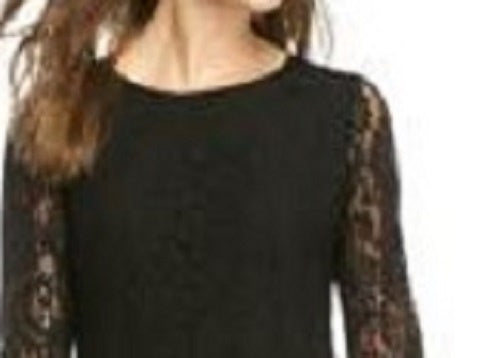 Anne Klein Women's Lace Long Sleeve Jewel Neck Above The Knee Sheath Black Size 2