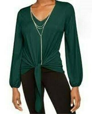 Thalia Sodi Women's Tie Front Top Green Size Small