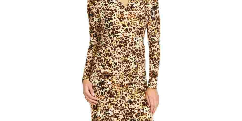 Thalia Sodi Women's Chain-Detail Wrap Dress Brown Size Large