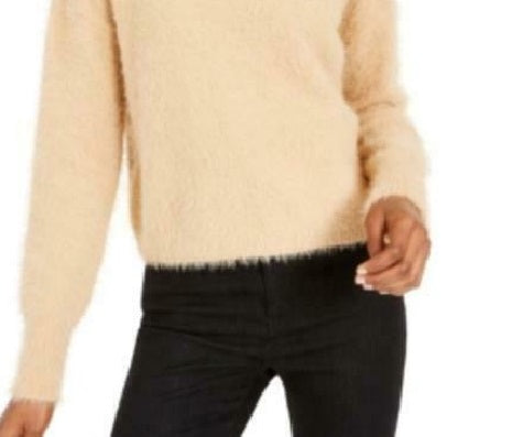 Sun + Moon Women's Fuzzy Mockneck Sweater Brown Size Large