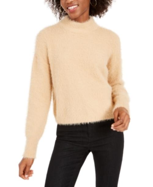 Sun + Moon Women's Fuzzy Mockneck Sweater Brown Size X-Large