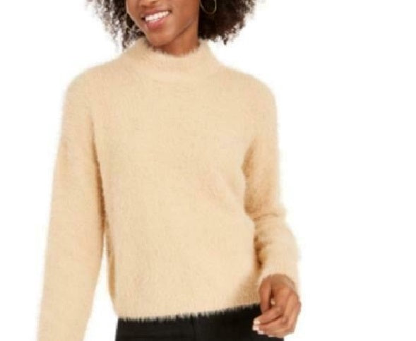 Sun + Moon Women's Fuzzy Mockneck Sweater Brown Size X-Large