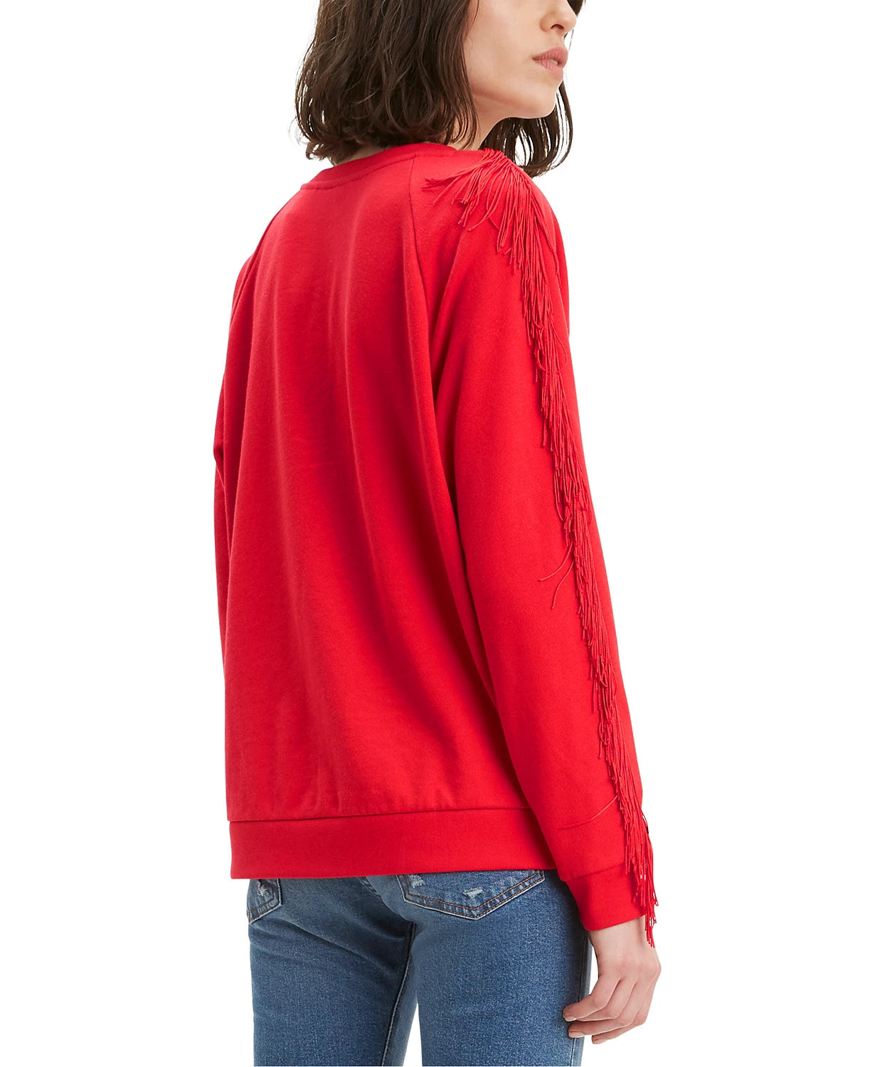 Levi's Women's Fringed Crewneck Sweatshirt Red Size Small