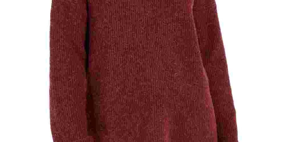 Hippie Rose Women's Burgundy Ribbed Long Sleeve Cowl Neck Sweater Purple Size Large