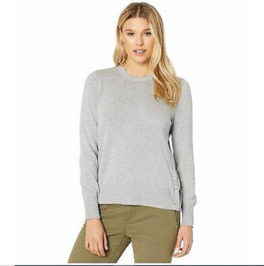 Michael Kors Women's Snap Hem Sweater Grey Size X-Large