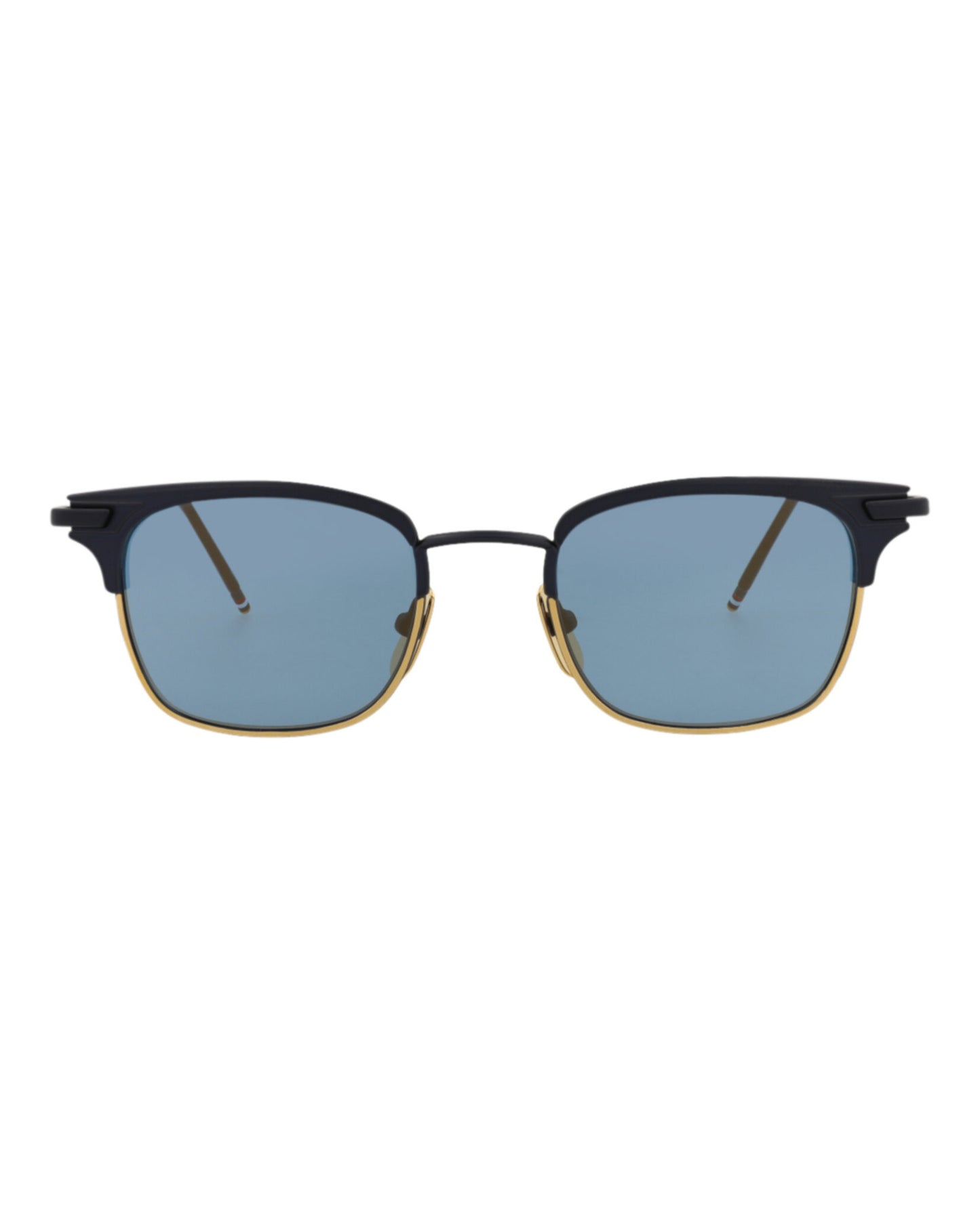 title:Thom Browne Square-Frame Metal Sunglasses;color:Navy Gold Blue