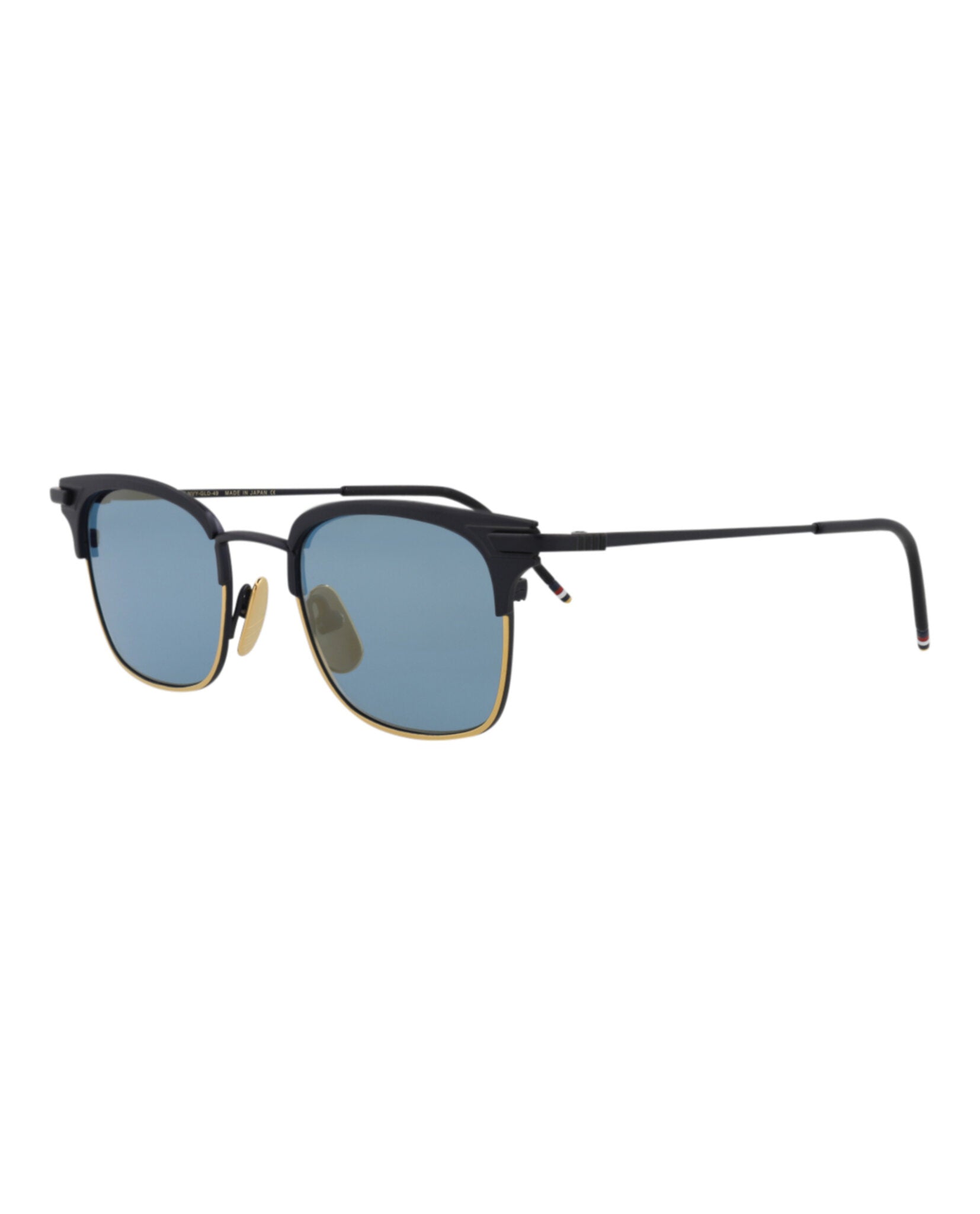 title:Thom Browne Square-Frame Metal Sunglasses;color:Navy Gold Blue