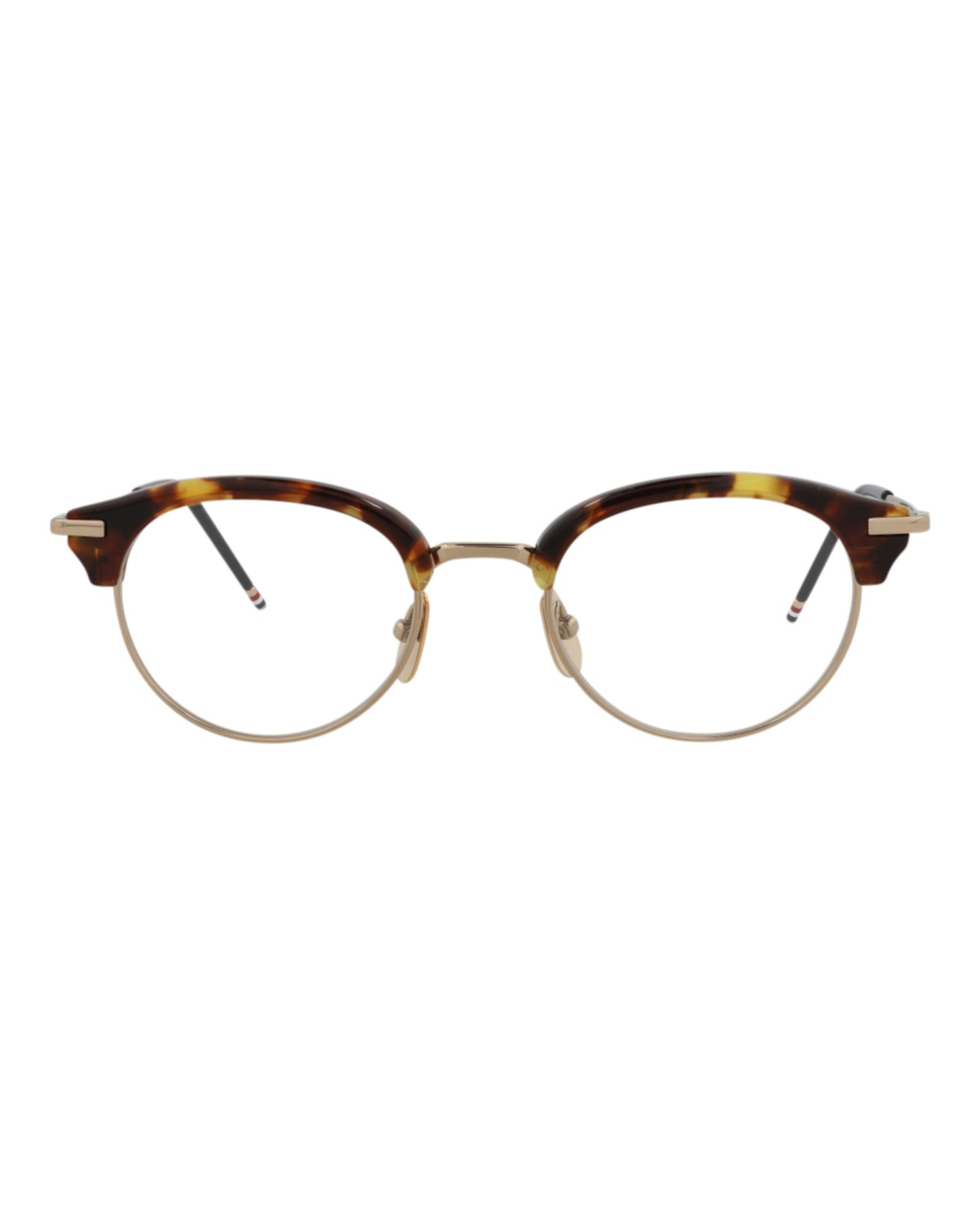 title:Thom Browne Round-Frame Metal Sunglasses;color:Tortoise Gold Transparent