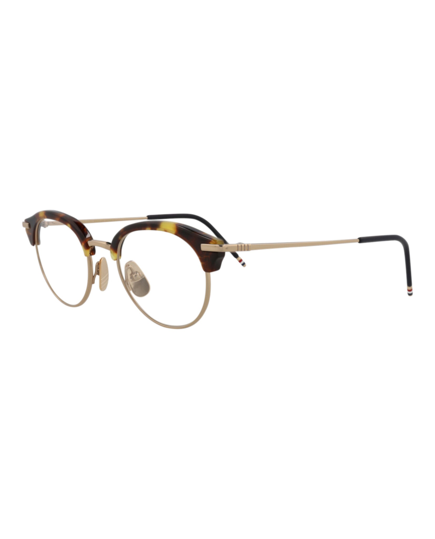 title:Thom Browne Round-Frame Metal Sunglasses;color:Tortoise Gold Transparent