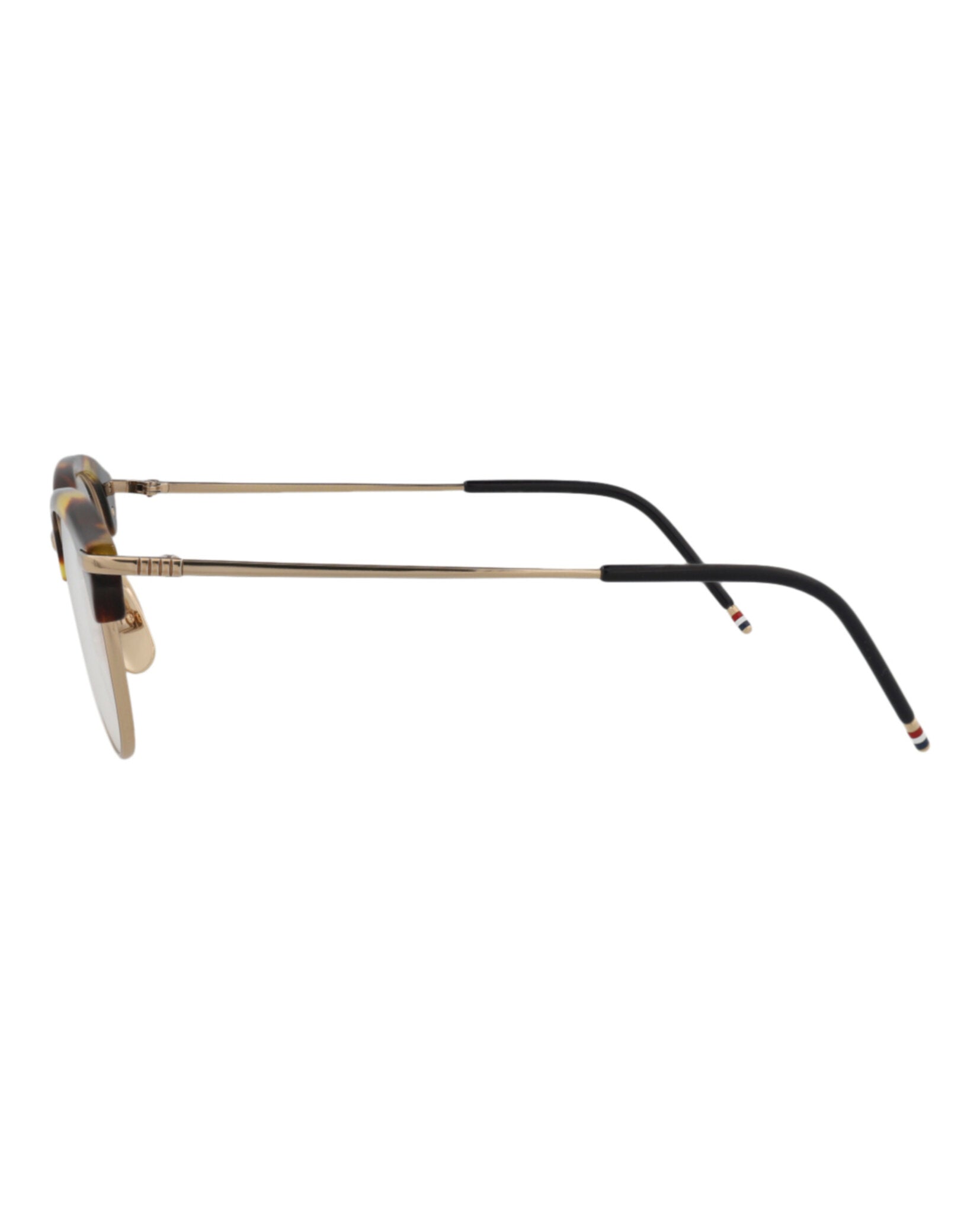 title:Thom Browne Round-Frame Metal Sunglasses;color:Tortoise Gold Transparent