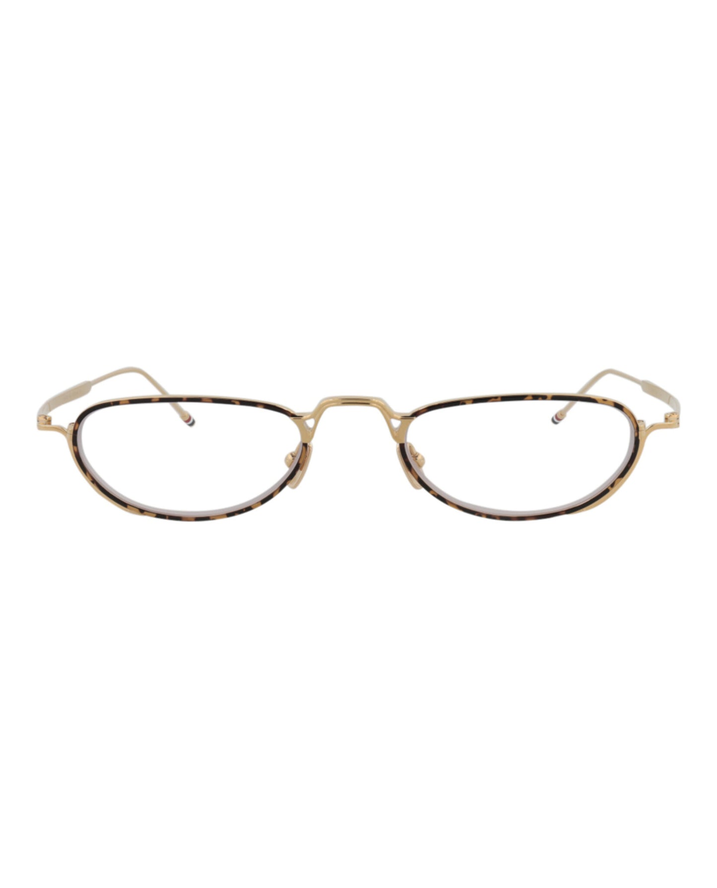 title:Thom Browne Round-Frame Metal Optical Frames;color:Tortoise Gold Transparent