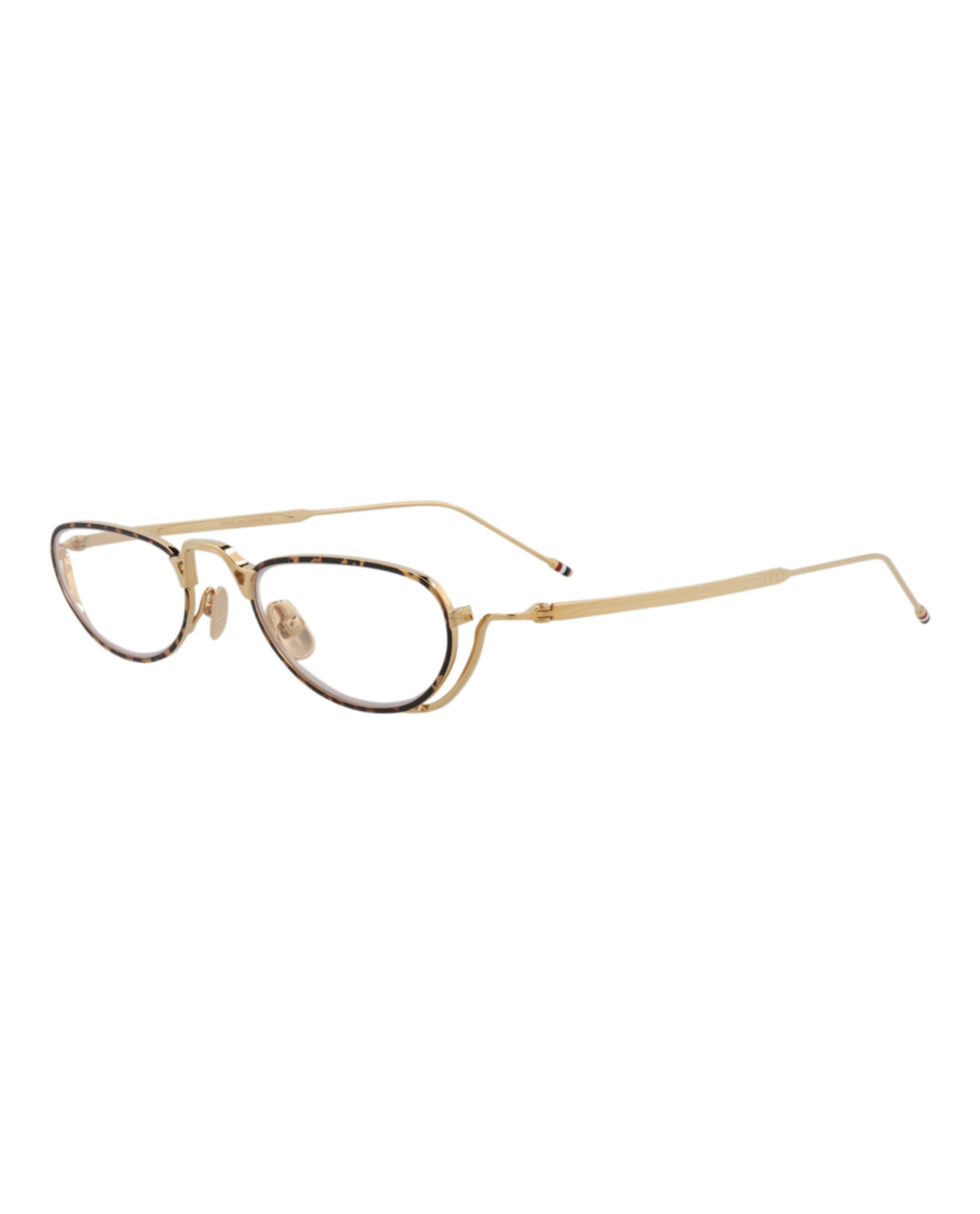 title:Thom Browne Round-Frame Metal Optical Frames;color:Tortoise Gold Transparent