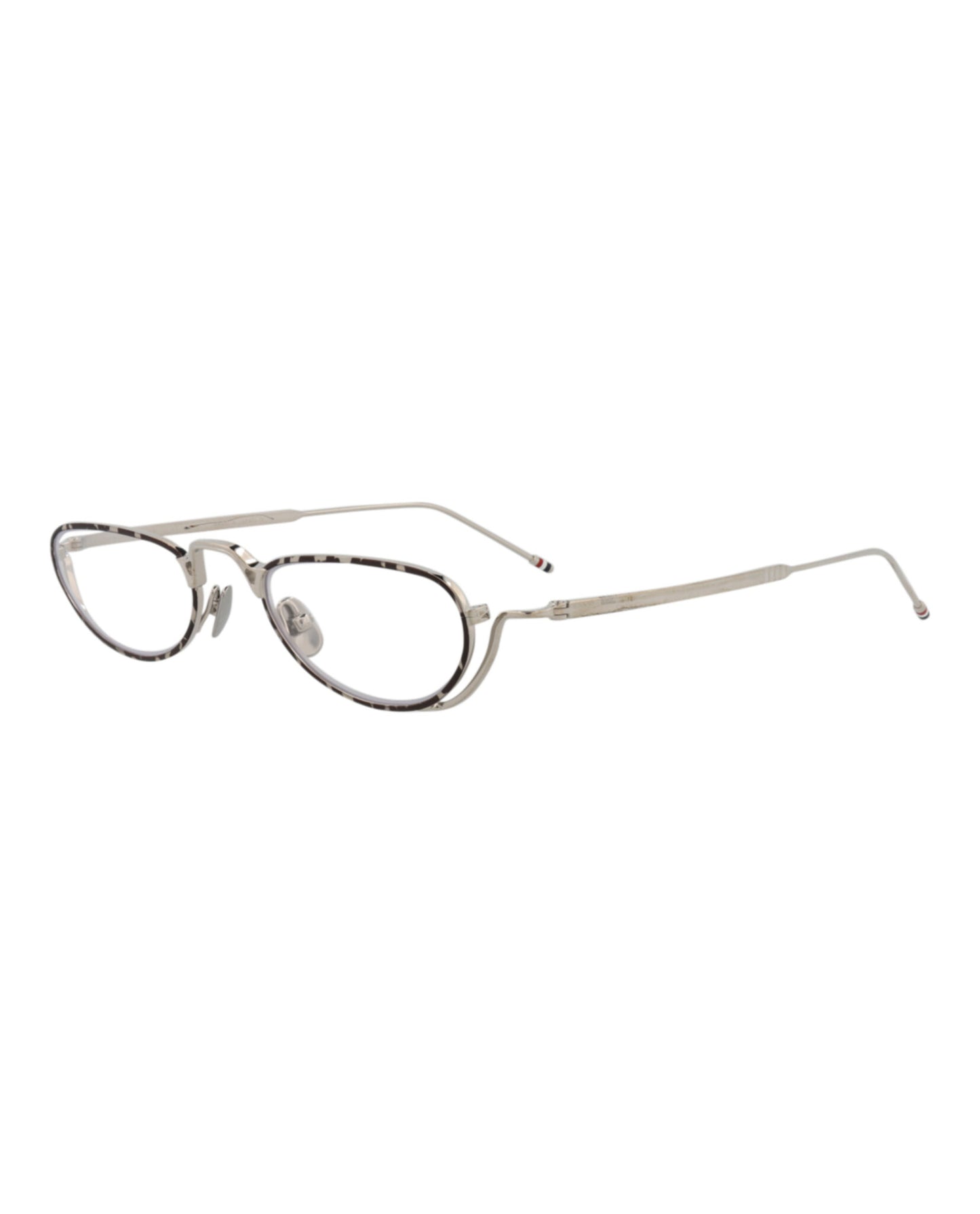 title:Thom Browne Round-Frame Metal Optical Frames;color:Tortoise Silver Transparent