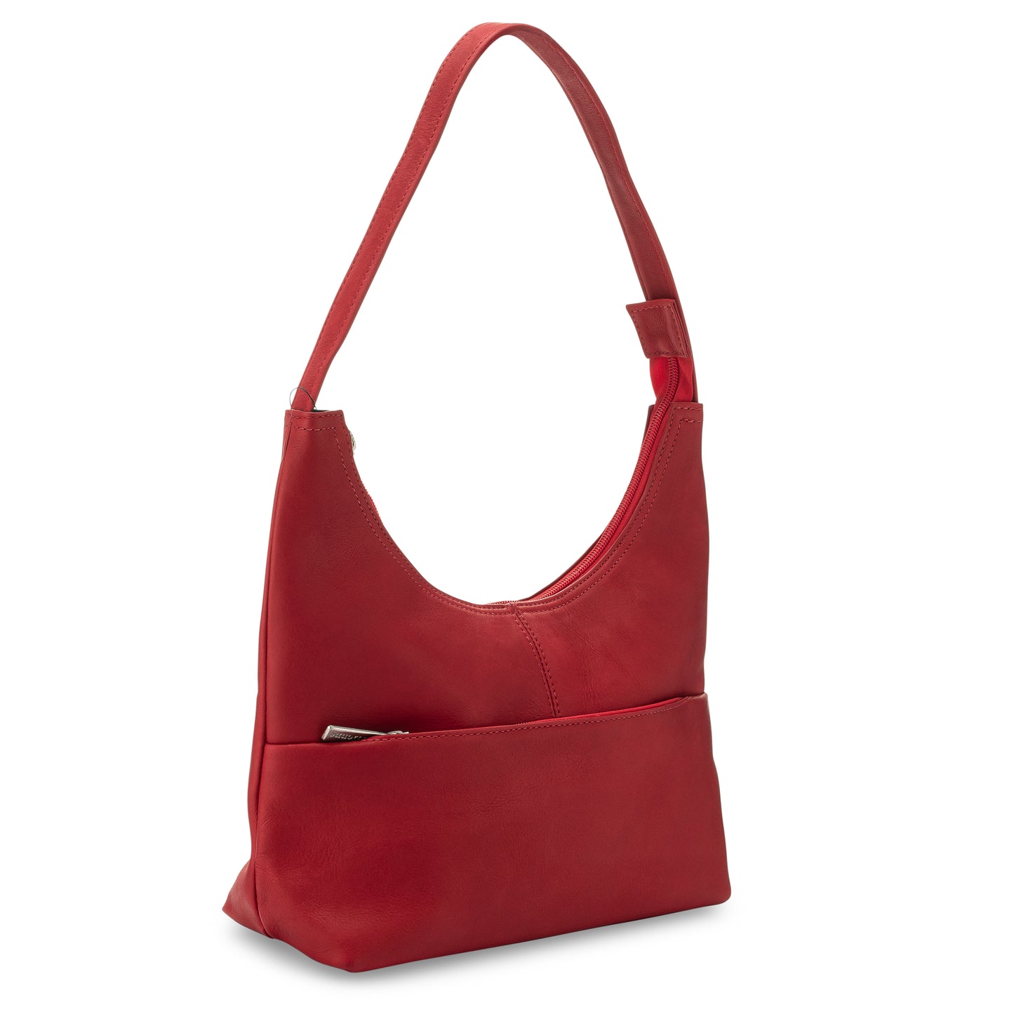 title:Le Donne Leather Top Zip Hobo Handbag;color:RED