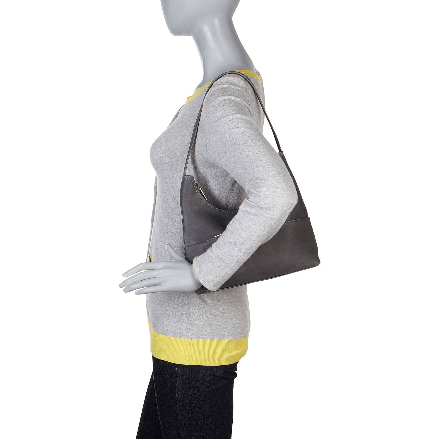 title:Le Donne Leather Top Zip Hobo Handbag;color:GRAY