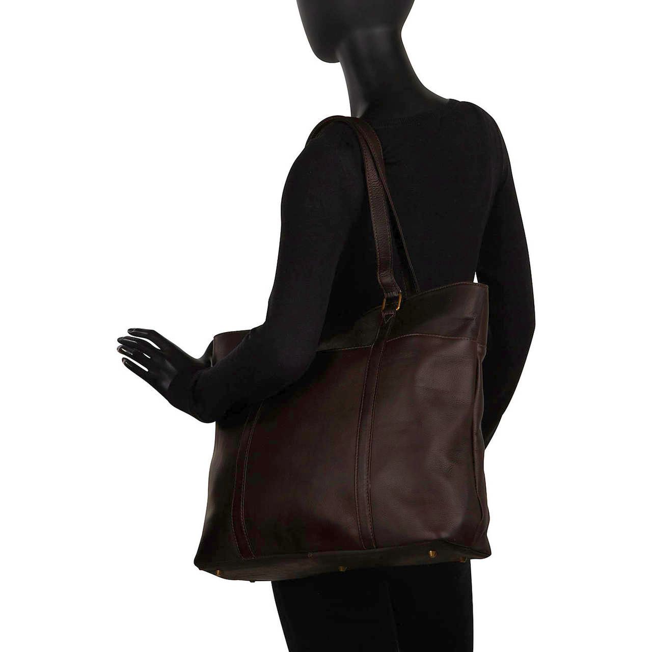 title:Le Donne Leather Women's Laptop Tote;color:BLACK