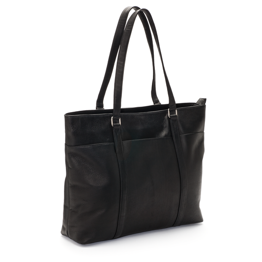 title:Le Donne Leather Women's Laptop Tote;color:BLACK