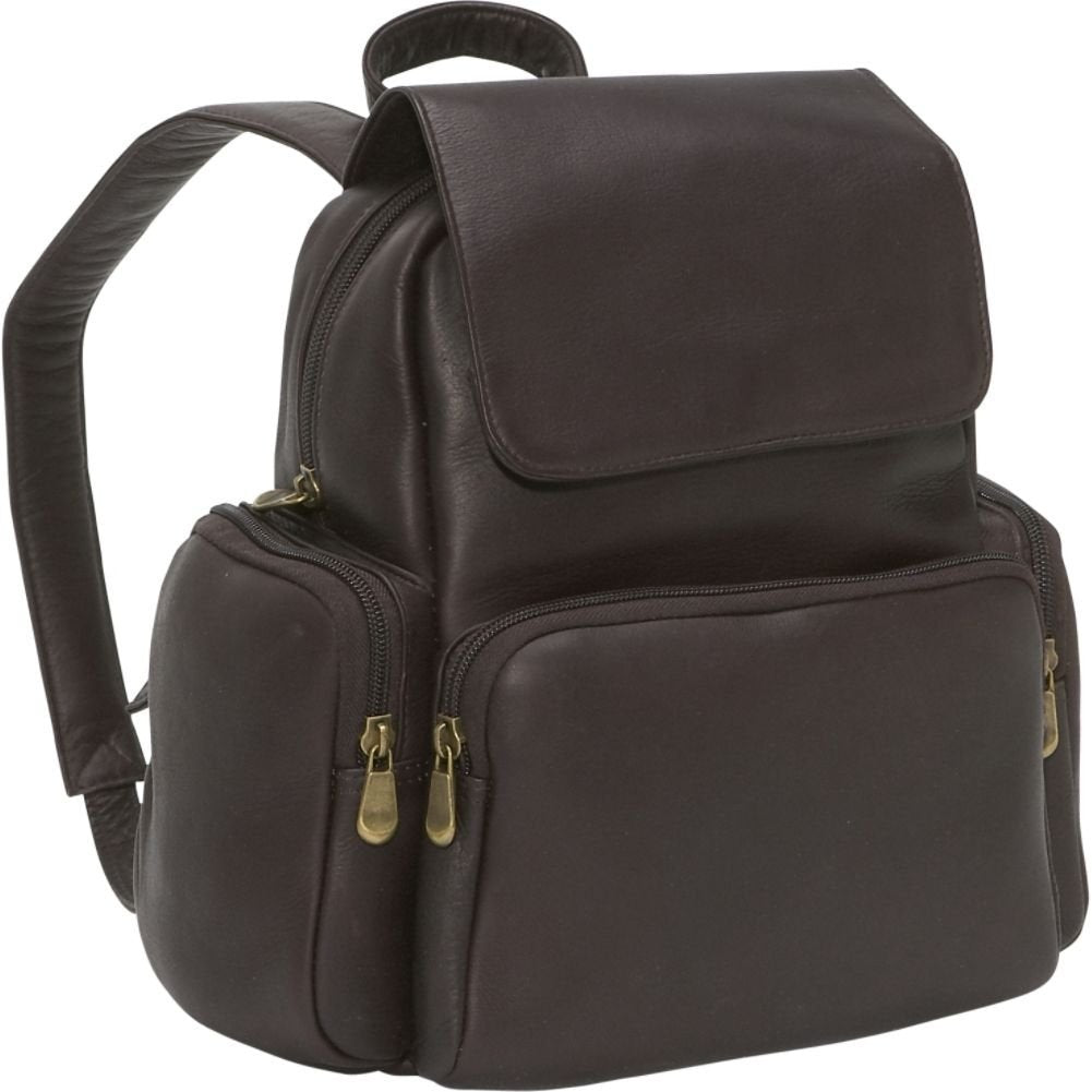 title:Le Donne Leather Womens Multi Pocket Backpack;color:CAFE