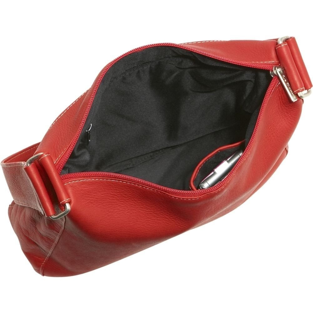 title:Le Donne Leather Top Zip Hobo;color:RED