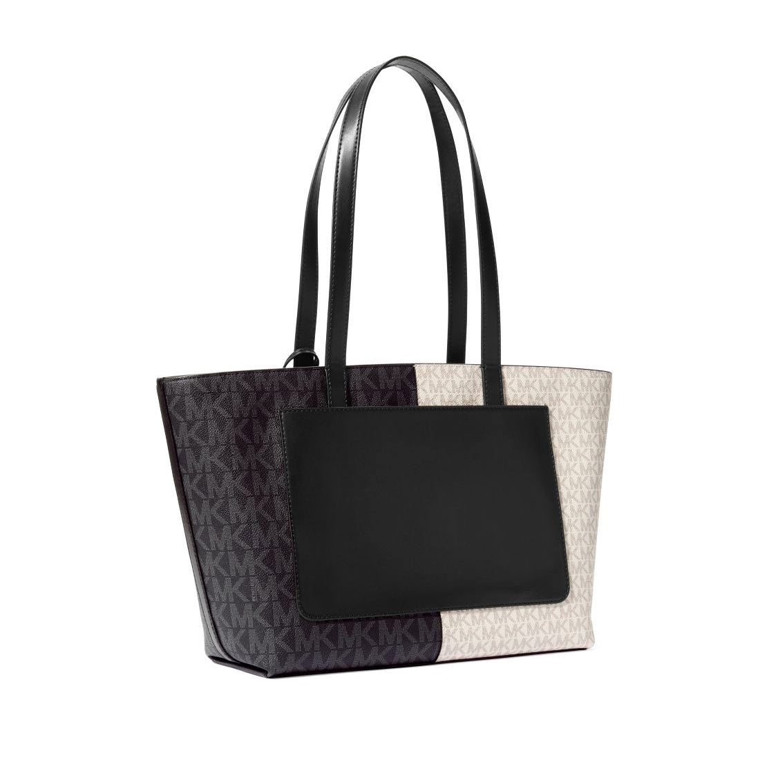 title:Michael Kors Women's Jet Set Travel Logo Print Canvas Medium Zip Top Tote;color:Black Multi