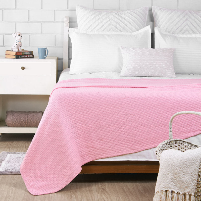 title:100% Cotton Blanket, 90" x 90", Pink;color:Pink