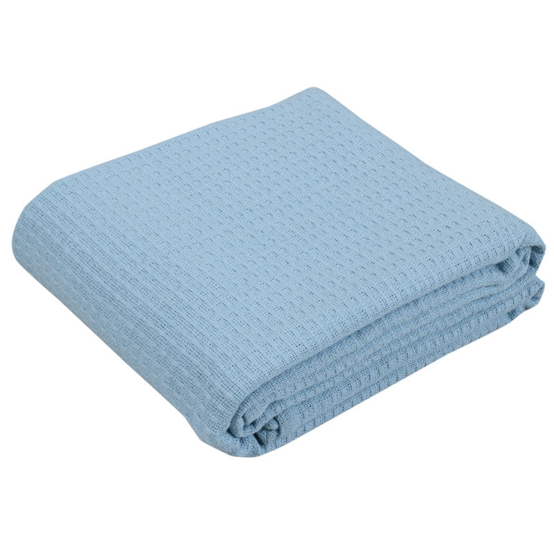 title:100% Cotton Blanket, 108" x 90", Light Blue;color:Light Blue