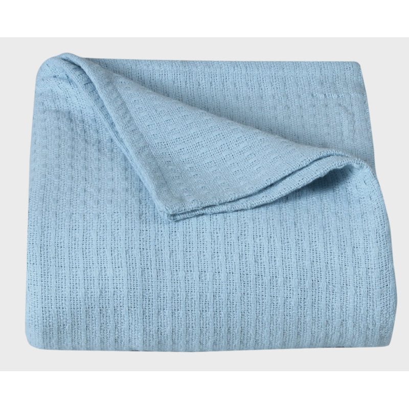 title:100% Cotton Blanket, 90" x 90", Light Blue;color:Light Blue