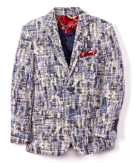 title:ELIE BALLEH Boys PURPLE Paint Splash Brocade Blazer JACKET;color:PURPLE