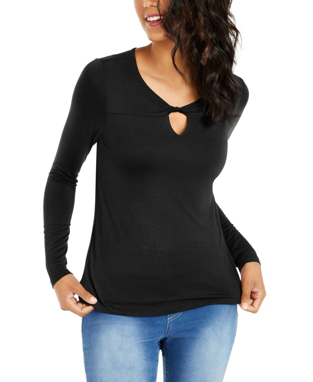 Thalia Sodi Women's Twist Neckline Top Black Size Small