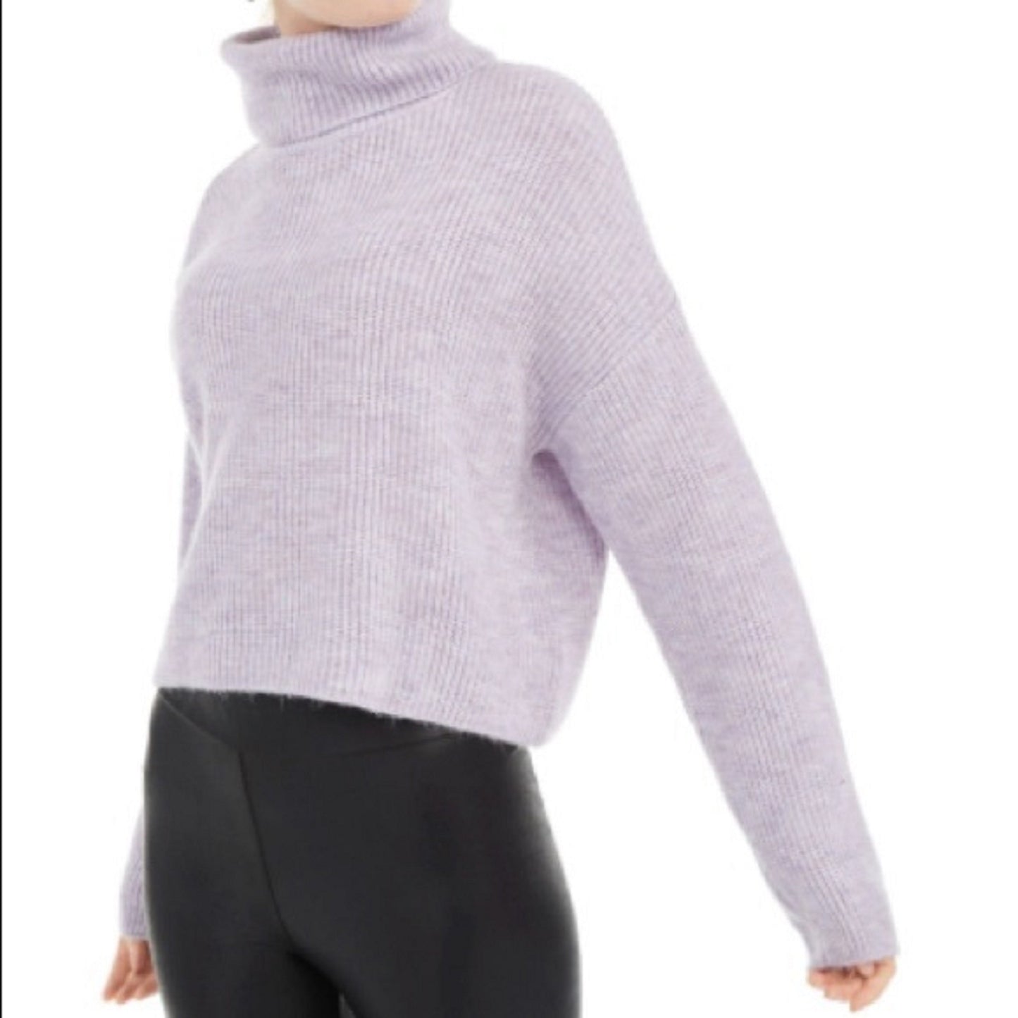 Sun + Moon Women's Boxy Turtleneck Sweater Purple Size Extra Large