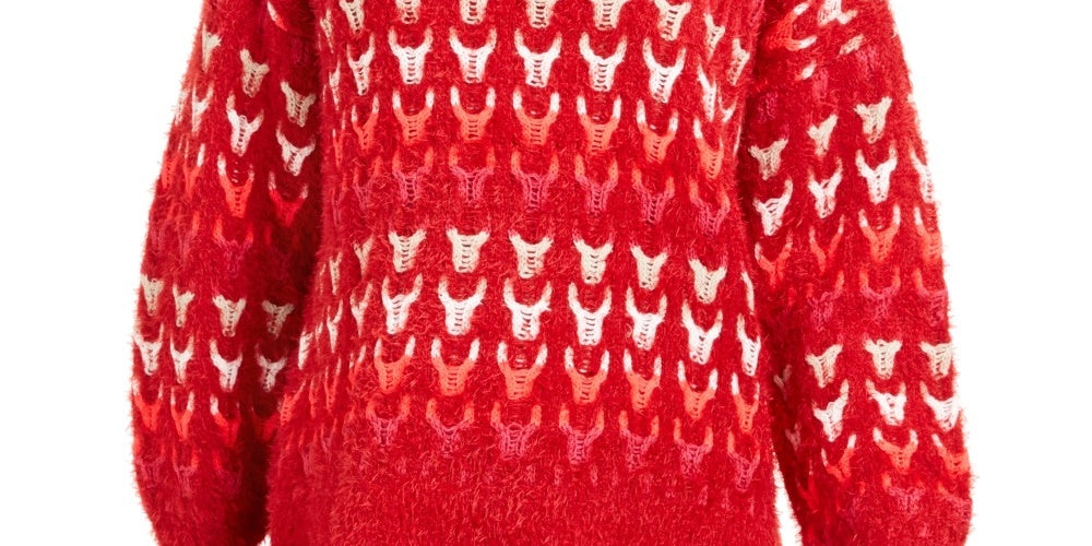 American Rag Juniors' Textured Sweater Dark Red