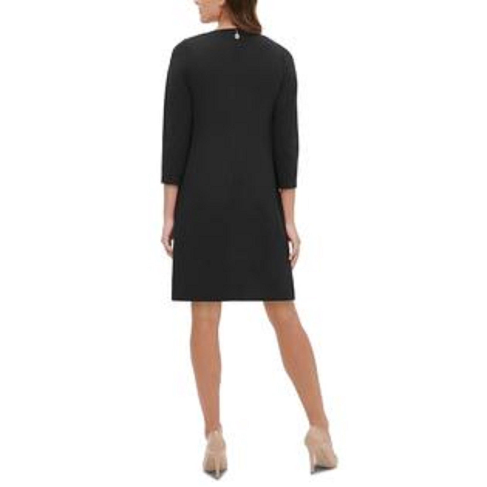 Tommy Hilfiger Women's Grommet-Neck Shift Dress Black Size 16