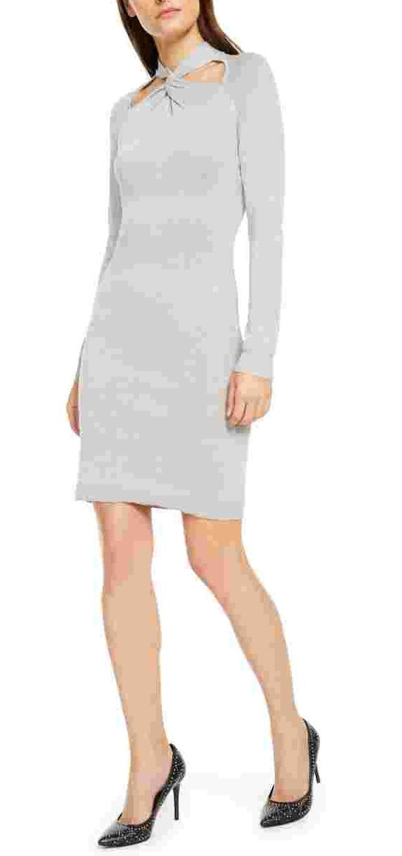 Michael Kors Women's Heather Long Sleeve Crew Neck Dress Gray Size X-Large